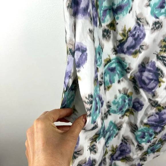 NWT Land’s End Watercolor Rose Dress Women’s Sz 12 Sleeveless Cotton Pockets - Picture 4 of 10